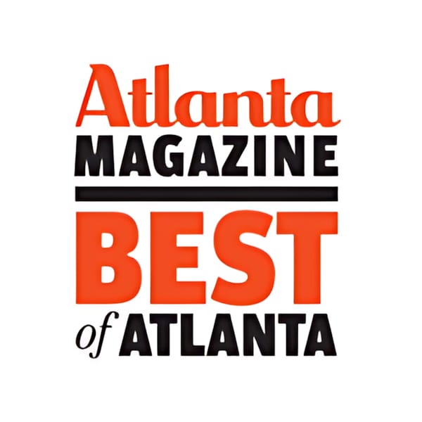 Atlanta Magazine Best of Atlanta award logo in red and black text on white background.