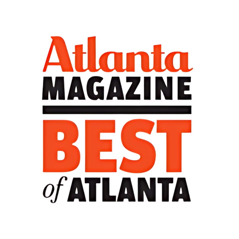 Atlanta Magazine Best of Atlanta award logo in red and black text on white background.