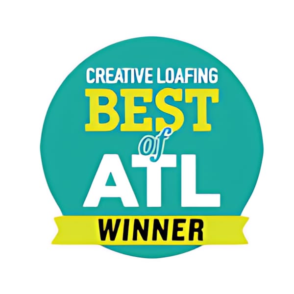 Creative Loafing Best of ATL Winner badge, a teal circle with yellow and white text.