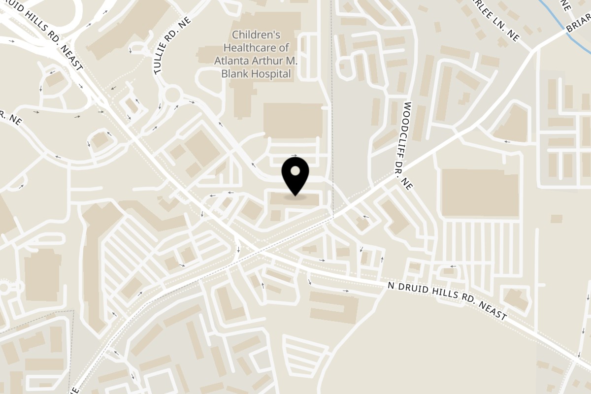 Map showing the location of Desta Ethiopian Kitchen Druid Hills on 2566 Briarcliff Rd NE ste 101 in Atlanta